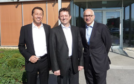 Die Elin-Motoren-Geschäftsführer Gustav Hauschka, Karl Quehenberger und Dominik Brunner setzen auf Kommunikationsvernetzung durch NextiraOne.